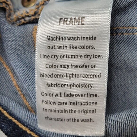 Frame Le Skinny de Jeanne Jeans Size 25 24X28 Dark Wash Low Rise Ripped Knee - Picture 9 of 15